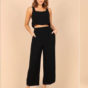Matching crop top linen set in black from Petal & Pup. Never worn, size US 4